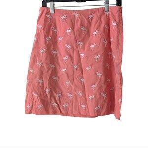 Talbot's Vintage Flamingo Pink Embroidered Skirt Size 8 Petite
